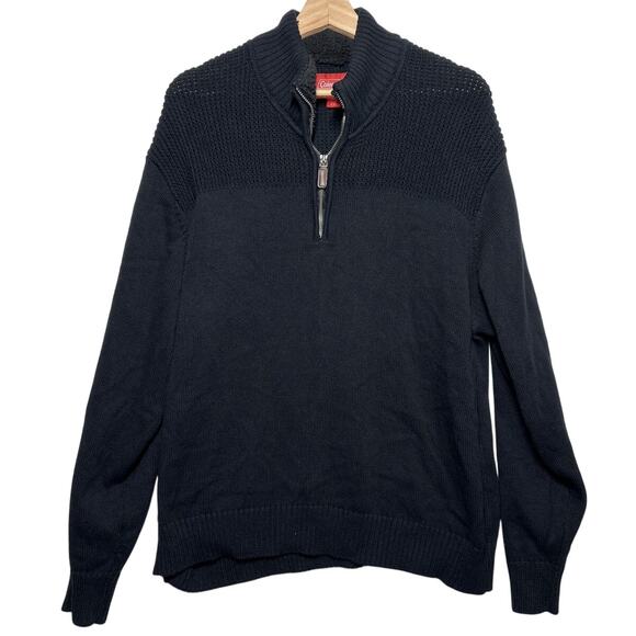 Coleman Outdoor Men’s 1/4 Zip Cotton Knit Sweater Faux Fur Collar Black Size XXL - Picture 1 of 10